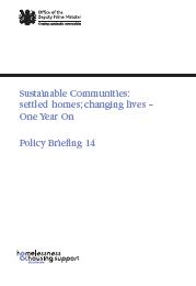 Sustainable communities: settled homes, changing lives - one year on