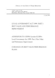 Local government act 1999: Part 1 Best value and performance improvement. Addendum to Circular 02/2004. Guidance on best value performance plans