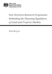 New horizons research programme. Rethinking the planning regulation of land and property markets - final report