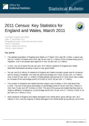 2011 census - key statistics for England and Wales, March 2011