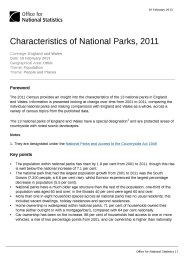 Characteristics of national parks, 2011