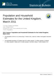 Population and household estimates for the United Kingdom, March 2011
