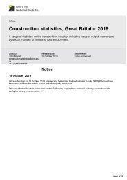 Construction statistics, Great Britain: 2018