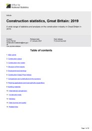 Construction statistics, Great Britain: 2019