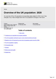 Overview of the UK population: 2020