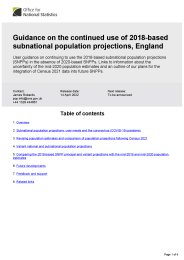 Guidance on the continued use of 2018-based subnational population projections, England