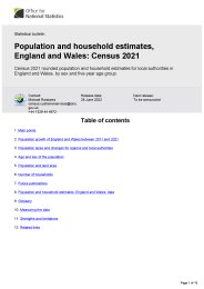 Population and household estimates, England and Wales: Census 2021