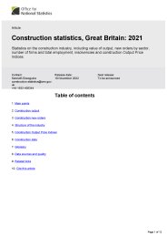 Construction statistics, Great Britain: 2021