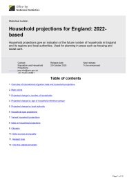 Household projections for England: 2022-based
