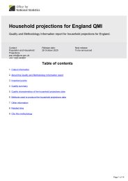 Household projections for England QMI