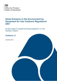 Noise Emission in the Environment by Equipment for Use Outdoors Regulations 2001. As they apply to equipment being supplied in or into Northern Ireland. Guidance v3 November 2021