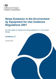 Noise Emission in the Environment by Equipment for Use Outdoors Regulations 2001. As they apply to equipment being supplied in or into Great Britain. Guidance v3 November 2021