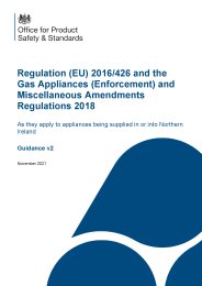Regulation (EU) 2016/426 and the Gas Appliances (Enforcement) and Miscellaneous Amendments Regulations 2018. As they apply to appliances being supplied in or into Northern Ireland. Guidance v2 November 2021