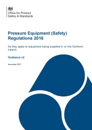 Pressure equipment (safety) regulations 2016. As they apply to equipment being supplied in or into Northern Ireland. Guidance v2