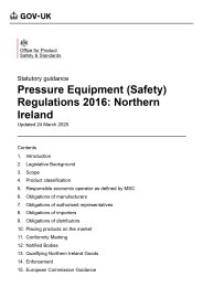 Pressure Equipment (Safety) Regulations 2016: Northern Ireland
