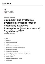 Equipment and Protective Systems Intended for Use in Potentially Explosive Atmospheres (Northern Ireland) Regulations 2017
