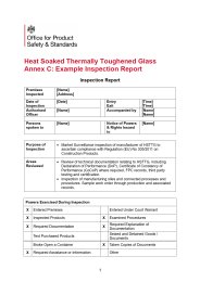 Heat soaked thermally toughened glass. Annex C: Example inspection report