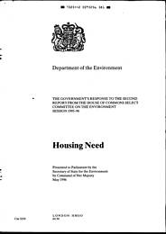 Housing need: the Government's response to the second report from the House of Commons Select Committee on the Environment session 1995-96. Cm 3259