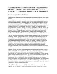 Government response to the third report of the culture, media and sport select committee, session 2004-05: public libraries