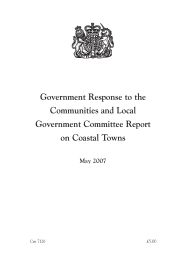 Government response to the communities and local government committee report on coastal towns. Cm 7126