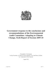 Government response to the conclusions and recommendations of the Environmental Audit Committee: adapting to climate change, sixth report of session 2009-10. Cm 7912
