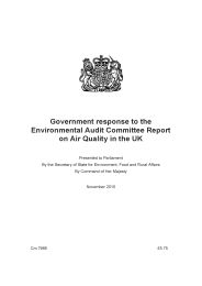 Government response the Environmental Audit Committee report on air quality in the UK. Cm 7966