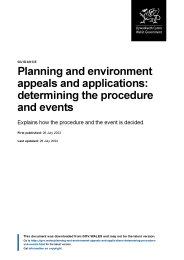 Planning and environment appeals and applications: determining the procedure and events