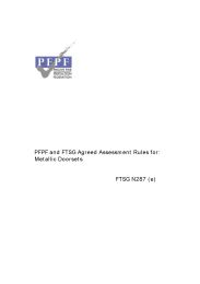 PFPF and FTSG agreed assessment rules for: Metallic doorsets