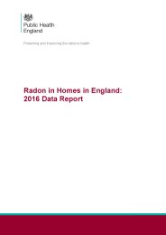 Radon in homes in England: 2016 data report