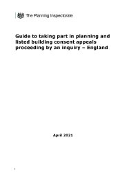 Guide to taking part in planning and listed building consent appeals proceeding by an inquiry - England (April 2021)