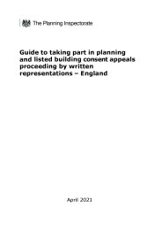 Guide to taking part in planning and listed building consent appeals proceeding by written representations - England (April 2021)