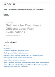 Guidance for Programme Officers: local plan examinations