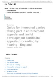 Guide for interested parties taking part in enforcement appeals and lawful development certificate appeals proceeding by hearing - England