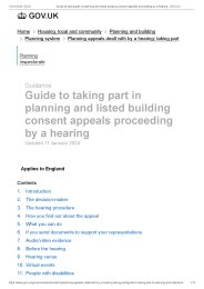 Guide to taking part in planning and listed building consent appeals proceeding by a hearing