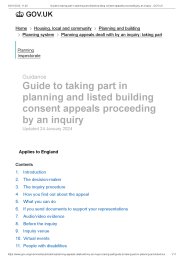 Guide to taking part in planning and listed building consent appeals proceeding by an inquiry