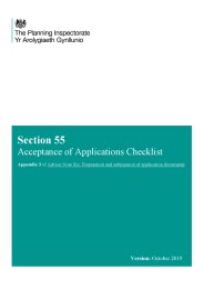 Section 55. Acceptance of applications checklist. Appendix 3 of advice note six: preparation and submission of application documents. October 2019 version