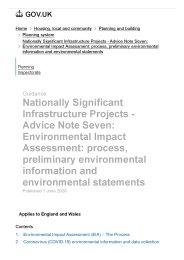 Nationally significant infrastructure projects - advice note seven: Environmental Impact Assessment: process, preliminary environmental information and environmental statements. Version 7