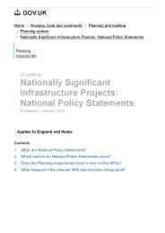 Nationally significant infrastructure projects: national policy statements