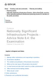 Nationally significant infrastructure projects - advice note 8.4: the examination. Version 7