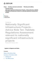 Nationally significant infrastructure projects - advice note ten: Habitats Regulations Assessment relevant to nationally significant infrastructure projects. Version 9