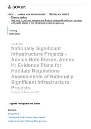 Nationally significant infrastructure projects - advice note eleven. Annex H: evidence plans for Habitats Regulations Assessments of nationally significant infrastructure projects