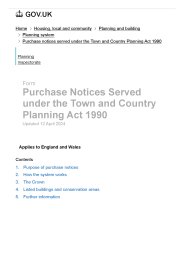 Purchase notices served under the Town and Country Planning Act 1990