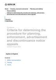 Criteria for determining the procedure for planning, enforcement, advertisement and discontinuance notice appeals