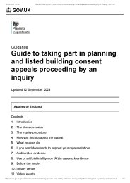 Guide to taking part in planning and listed building consent appeals proceeding by an inquiry