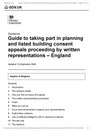 Guide to taking part in planning and listed building consent appeals proceeding by written representations - England