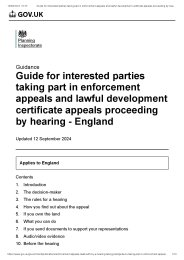 Guide for interested parties taking part in enforcement appeals and lawful development certificate appeals proceeding by hearing - England