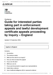 Guide for interested parties taking part in enforcement appeals and lawful development certificate appeals proceeding by inquiry - England