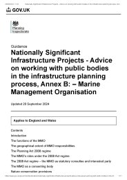 Nationally Significant Infrastructure Projects - advice on working with public bodies in the infrastructure planning process. Annex B: Marine Management Organisation