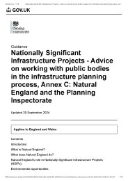 Nationally Significant Infrastructure Projects - advice on working with public bodies in the infrastructure planning process. Annex C: Natural England and the Planning Inspectorate