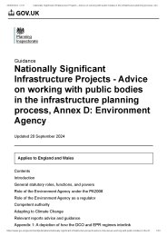 Nationally Significant Infrastructure Projects - advice on working with public bodies in the infrastructure planning process. Annex D: Environment Agency